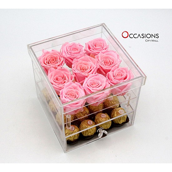 3 Layers Acrylic Box - Pink Roses