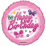 Birthday Pink Butterflies Balloon