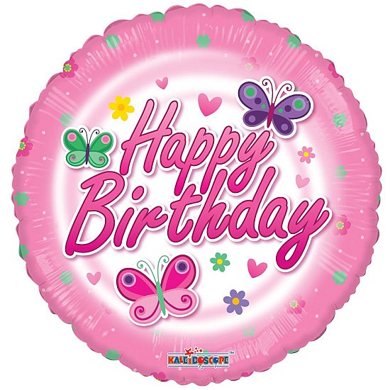 Birthday Pink Butterflies Balloon