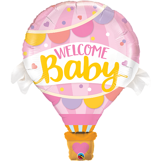 Welcome Baby Hot Air Pink Balloon