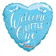 Welcome Little One Blue Heart Balloon