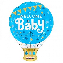 Welcome Baby Blue Shape Balloon