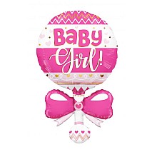 Baby Rattle Pink Shape Balloon - 91cm