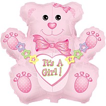 It's a Girl Bear Balloon -Jumbo size - 81cm