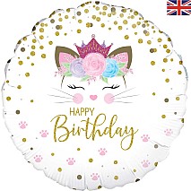 Floral Kitten Birthday Balloon