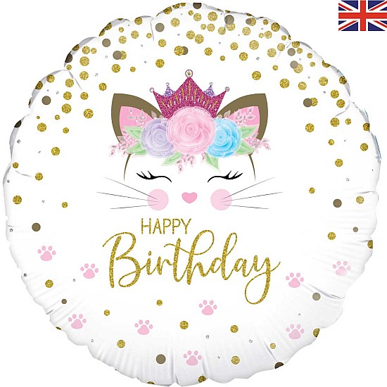 Floral Kitten Birthday Balloon