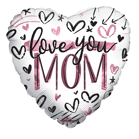 18-inches-Love-You-Mom-Brushed-Hearts-Foil-balloons-delivery-amman-jordan