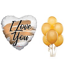 I Love You Gold Brush Matte Balloon Bundle
