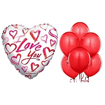 Love you Hearts white Balloon Bundle