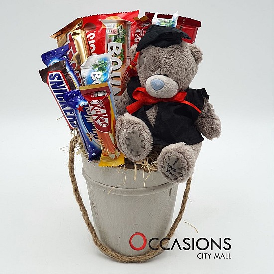 Graduation Teddy Chocolate Arrangement 