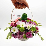 A Basket With Mix Flowers 