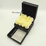 Quran & Rosary in Roses Drawer Box - Silver