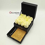 Quran & Rosary in Roses Drawer Box - Gold