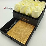 Quran & Rosary in Roses Drawer Box - Gold