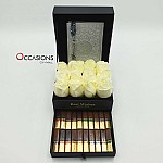 Quran with Chocolate Drawer & Roses - Silver