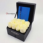 Quran with Chocolate Drawer & Roses - Blue