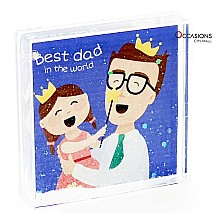 Best Dad in the World - Glitter Frame (10.5 x 10.5 cm)