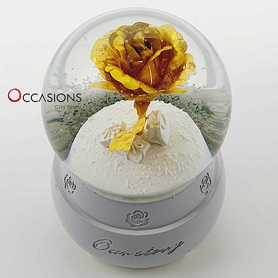 Gold Rose Snow Globe (with light)