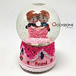 Pink Roses Heart Snow Globe